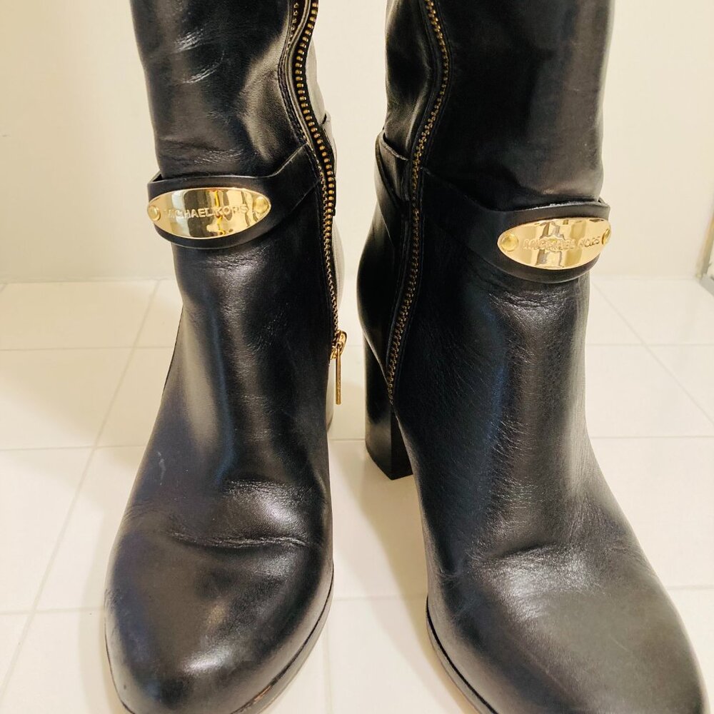 Michael Kors Women's Arley Tall Black LEATHER Knee High  Boots